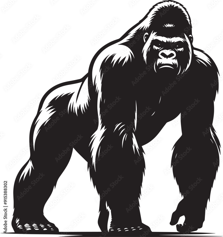 Gorilla Silhouette isolated on white background Minimalist gorilla vector shape Gorilla Silhouette isolated on white background Minimalist gorilla vector shape