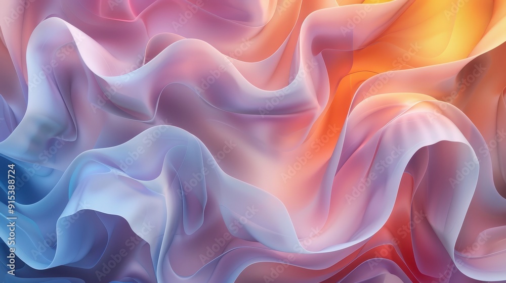 Obraz premium Colorful fabric folds create an elegant, fluid appearance with soft pastel hues blending harmoniously