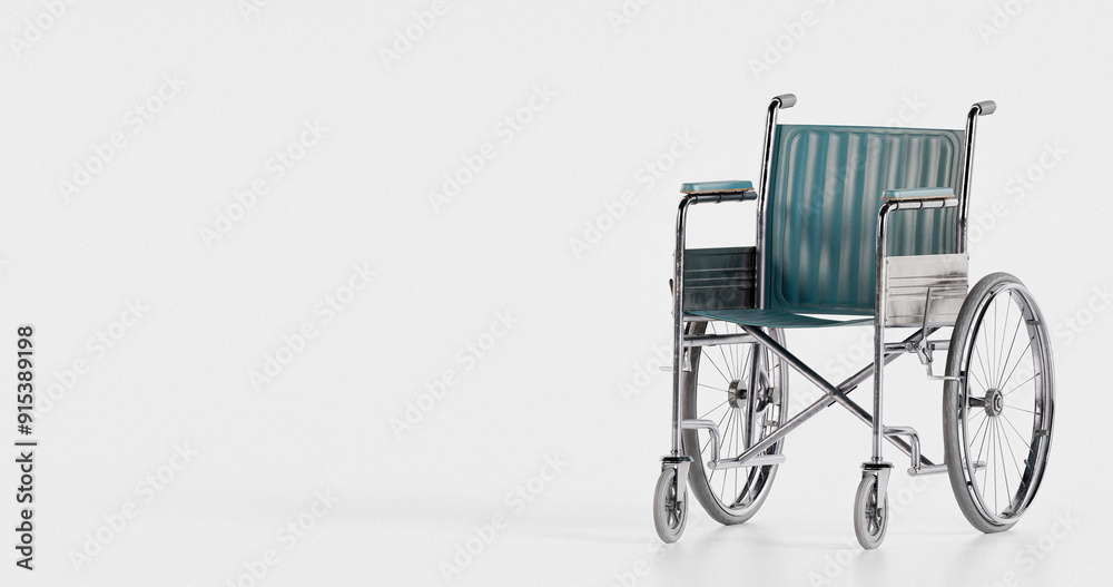 Classic Steel Wheelchair in white background Classic Steel Wheelchair in white background