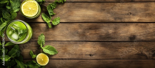 Detox beverages on a wooden...