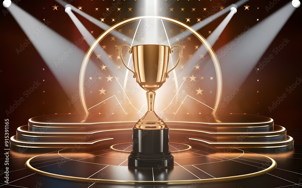 Hollywood-Style Awards Night with Luxurious Golden Trophy