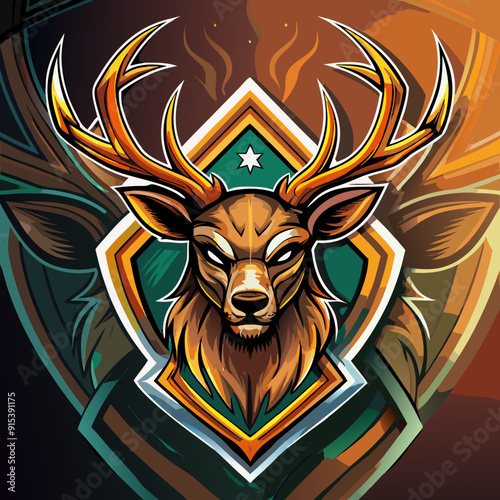 Deer mascot for sports and esports vector logo