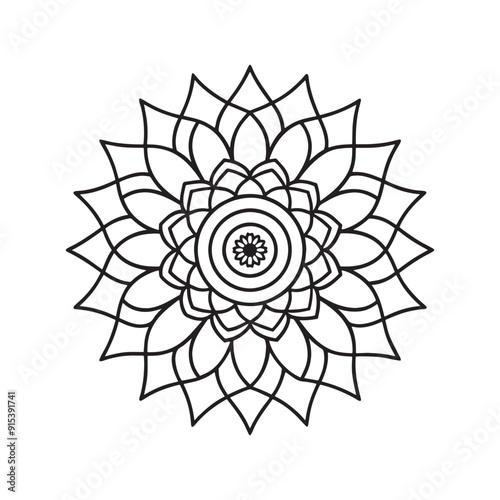 Mandala pattern or Simple Floral Ideas for Coloring book page