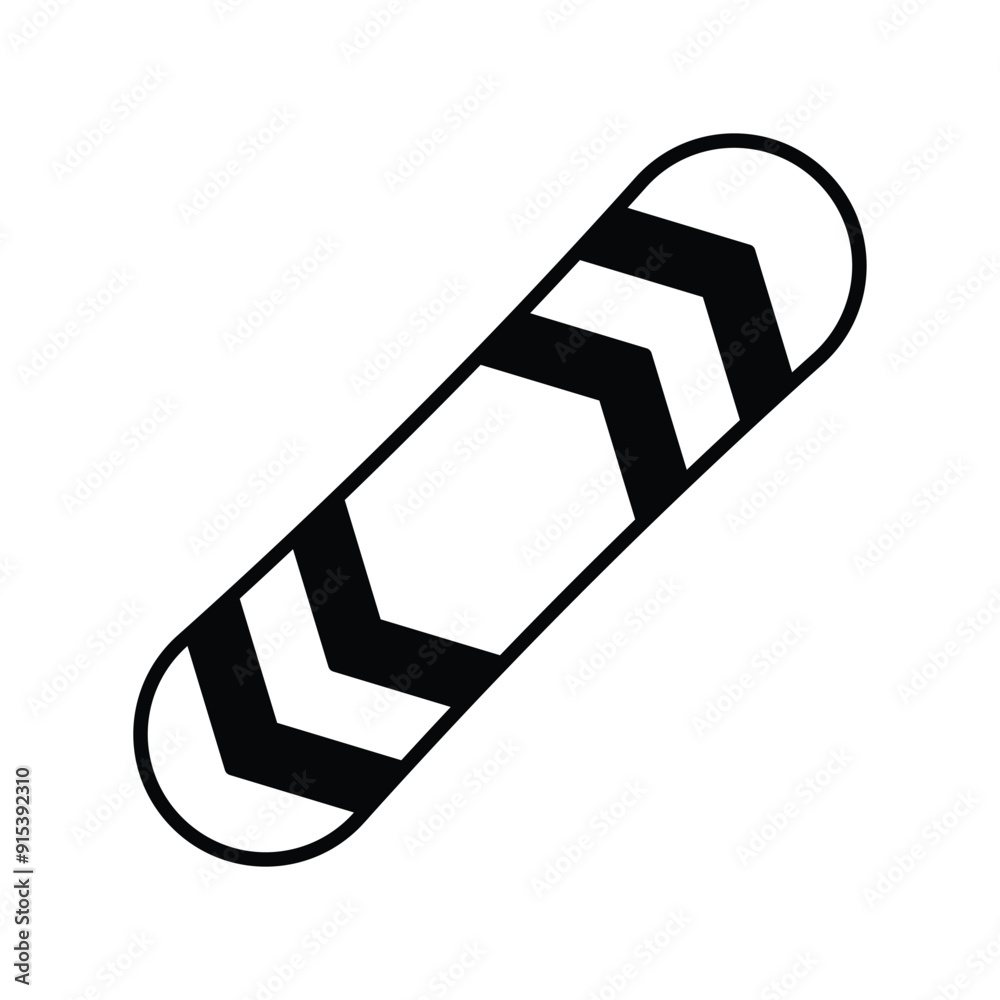 snowboard  glyph icon with white background vector stock illustration