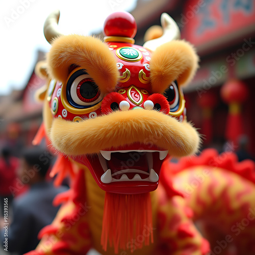 Chinese dragon as a character for the dragon dance at the Chinese New Year festival.