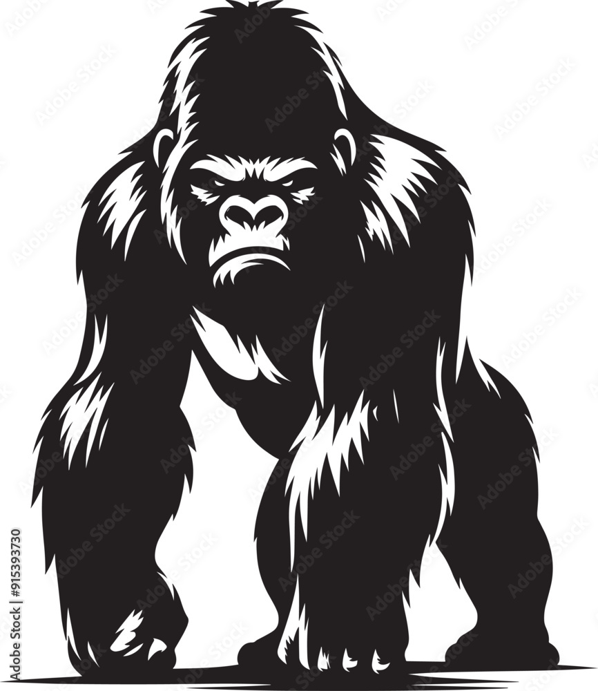Gorilla Silhouette isolated on white background Minimalist gorilla vector shape Gorilla Silhouette isolated on white background Minimalist gorilla vector shape