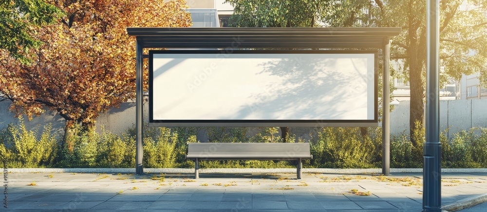 Billboard advertisement at a bus stop Mockup. with copy space image. Place for adding text or design Billboard advertisement at a bus stop Mockup. with copy space image. Place for adding text or design