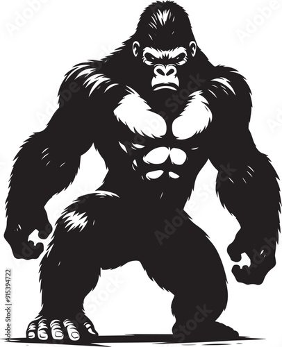 Gorilla Silhouette isolated on white background Minimalist gorilla vector shape