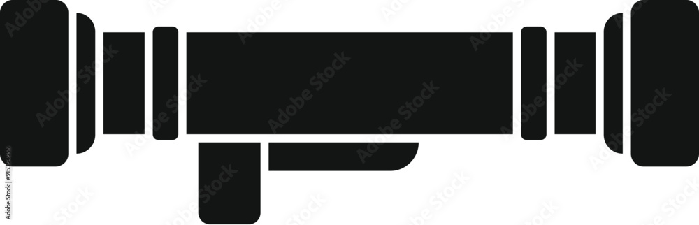 Black silhouette icon of a bazooka, a portable, anti tank weapon used by infantrymen Black silhouette icon of a bazooka, a portable, anti tank weapon used by infantrymen