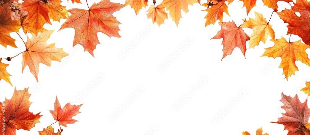 Frame of autumn maple leaves with copyspace on a white background Frame of autumn maple leaves with copyspace on a white background