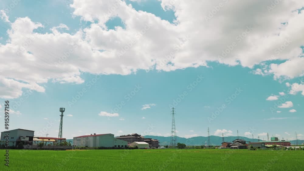 summer rice field grassland blue sky summer rice field grassland blue sky