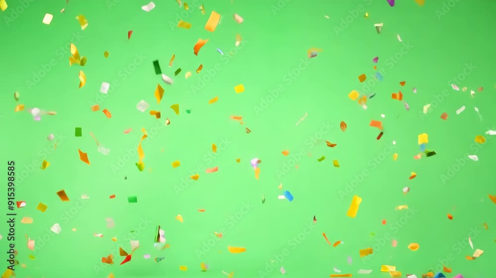 Cheerful Confetti Explosion on Green Screen Background for Festive Events