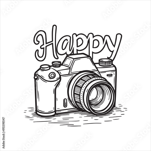 Happy Photography Day Camera Vector Illustration
