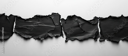 black torn paper set agains...