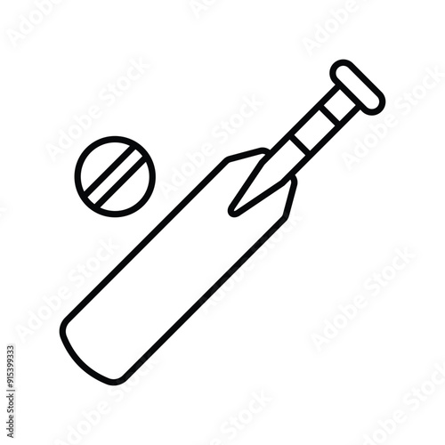 cricket line icon with white background vector stock illustration