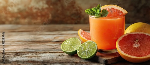 Fresh grapefruit juice in a...