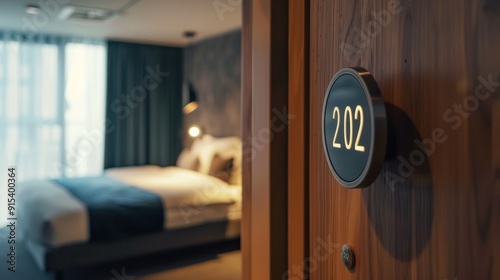 Hotel Room Door with Number 202