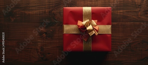 Red gift box with a gold ri...