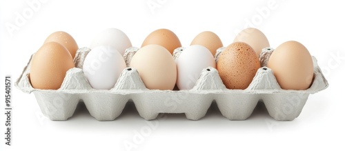 chicken eggs in a box set a...