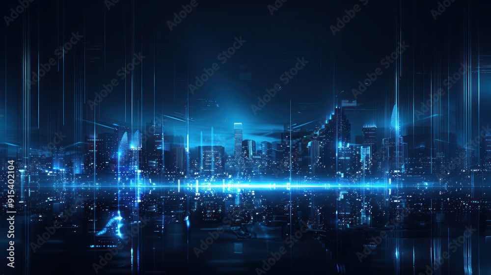 Futuristic Cityscape with Digital Lines Futuristic Cityscape with Digital Lines