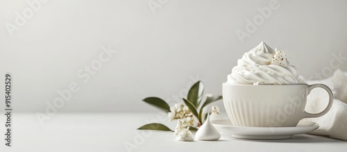 Mug and meringue cake on a ...