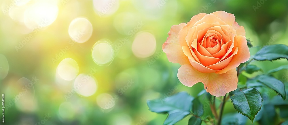 Beautiful orange rose blooming in the garden. with copy space image. Place for adding text or design Beautiful orange rose blooming in the garden. with copy space image. Place for adding text or design