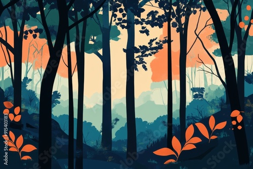 Calm forest ilustration