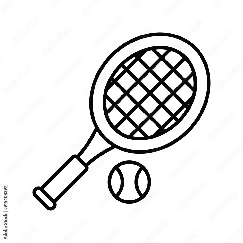 tennis line icon with white background vector stock illustration