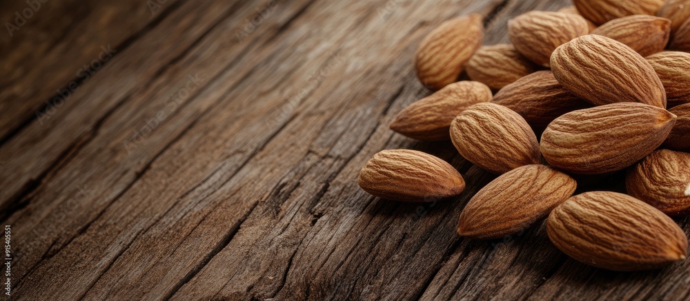 almonds on a wooden surface. with copy space image. Place for adding text or design almonds on a wooden surface. with copy space image. Place for adding text or design