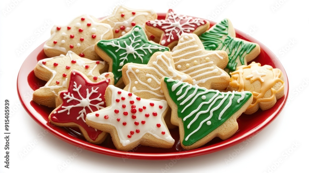 A Plate of Decorated Christmas Cookies A Plate of Decorated Christmas Cookies