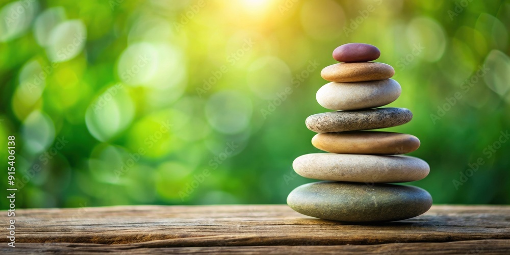 Obraz premium A zen stone stack symbolizing balance and harmony , harmony, equilibrium, stability, symmetry, peace, mindfulness