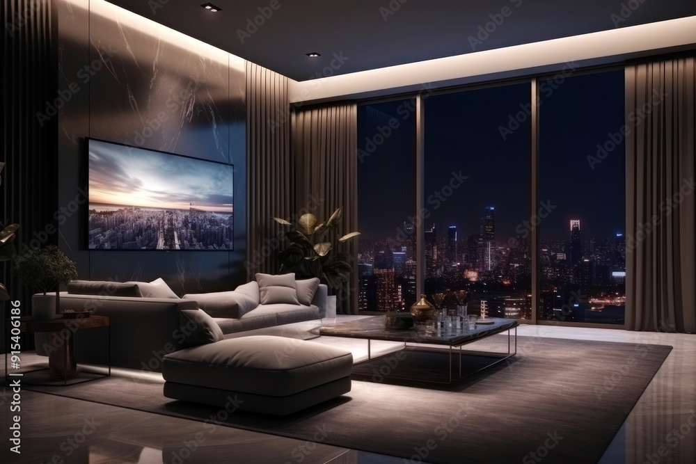 Fototapeta premium Modern living room architecture furniture building.