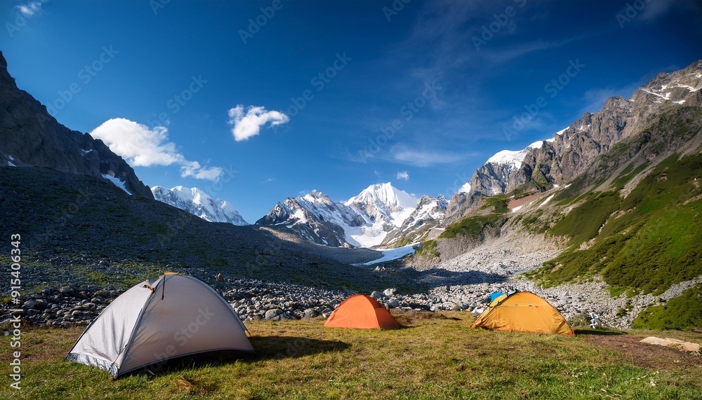 Mountain camp with a mountain view. Mountain camp with a mountain view.