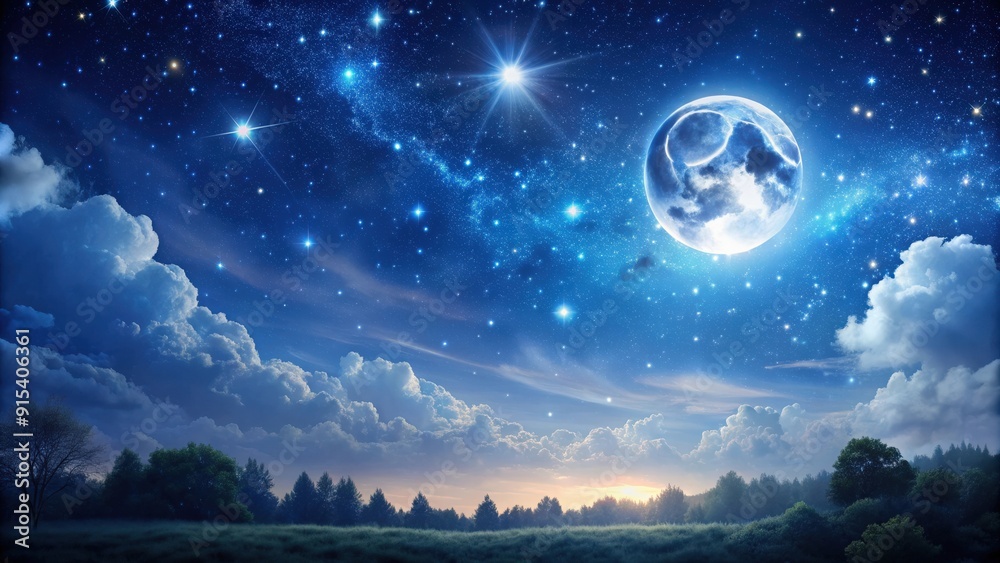 Moonlit night with stars shining in the sky, moon, night, tranquil, serene, peaceful, celestial, moonlight, stars, dark Moonlit night with stars shining in the sky, moon, night, tranquil, serene, peaceful, celestial, moonlight, stars, dark