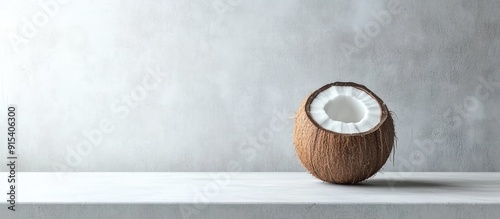coconut on a white wooden t...