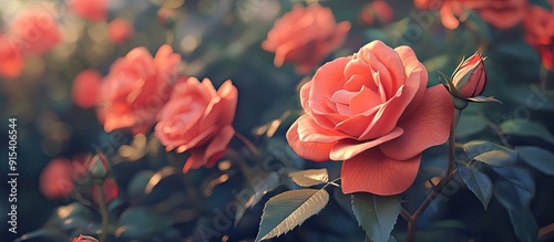 Beautiful blooming coral ro...