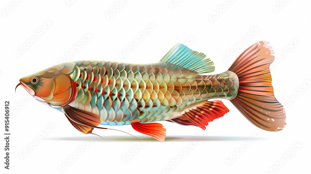 Fototapeta premium 3D Arowana fish in white background vector image