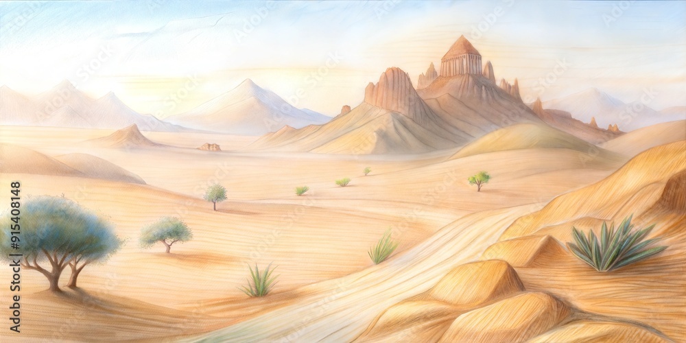 Naklejka premium desert sketch background