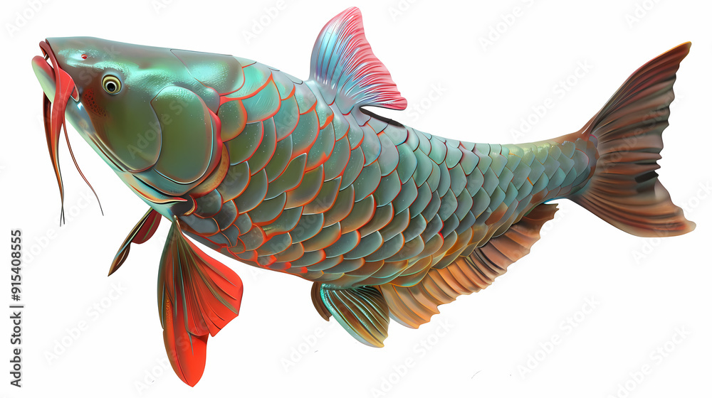 Fototapeta premium 3D Arowana fish in white background vector image