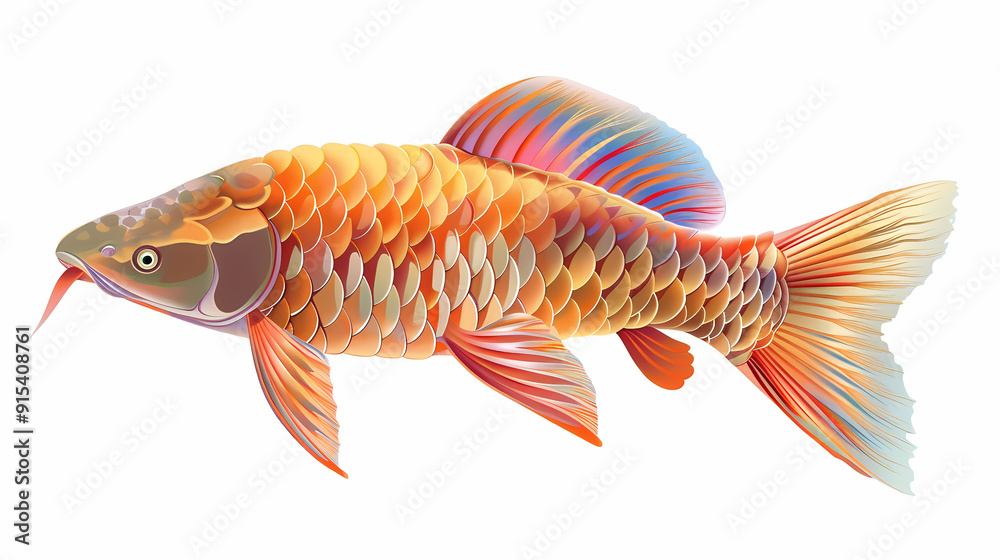 Fototapeta premium 3D Arowana fish in white background vector image