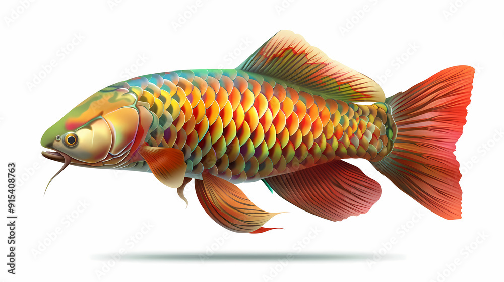 Fototapeta premium 3D Arowana fish in white background vector image