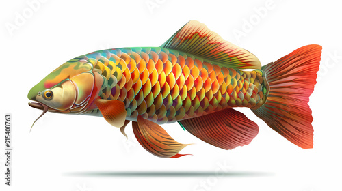 3D Arowana fish in white background vector image