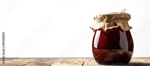 Homemade plum jam jar isola...