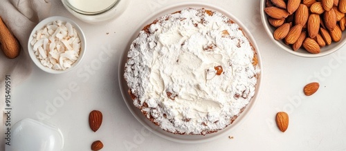 Homemade almond cake with c...