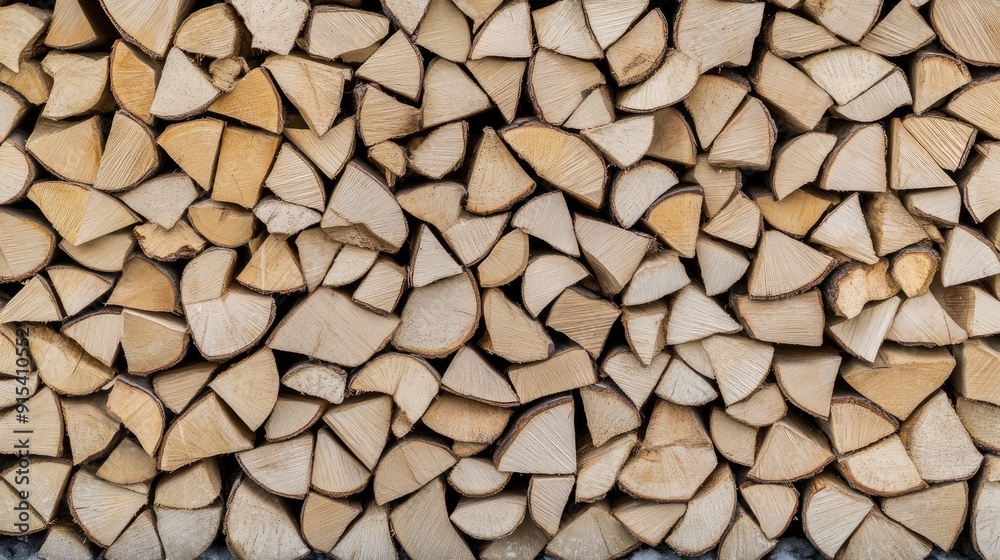 A pile of neatly stacked firewood exhibits beautiful natural patterns and textures under soft lighting, creating a calming and organized appearance A pile of neatly stacked firewood exhibits beautiful natural patterns and textures under soft lighting, creating a calming and organized appearance