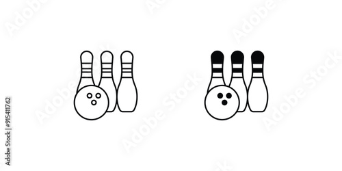 bowling  set icon with white background vector stock illustration