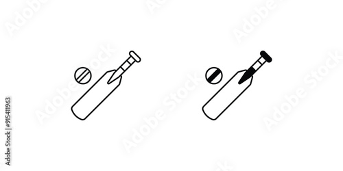 cricket set icon with white background vector stock illustration