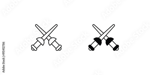 fencing  set icon with white background vector stock illustration