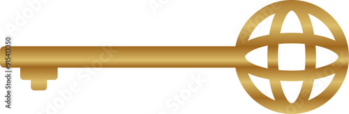 ancient gold key vector. object, symbol, vintage