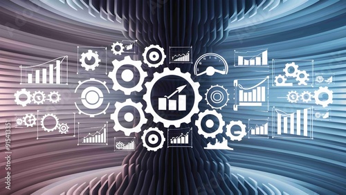 Business digital settings chart and graph, futuristic business settings display, Digital settings, concept with binary code